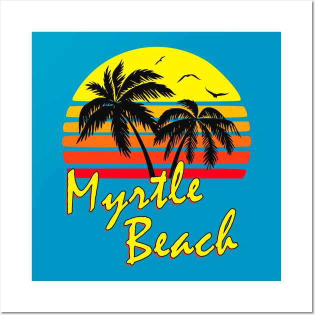 Myrtle Beach Retro Sunset Wall Art by Nerd_art